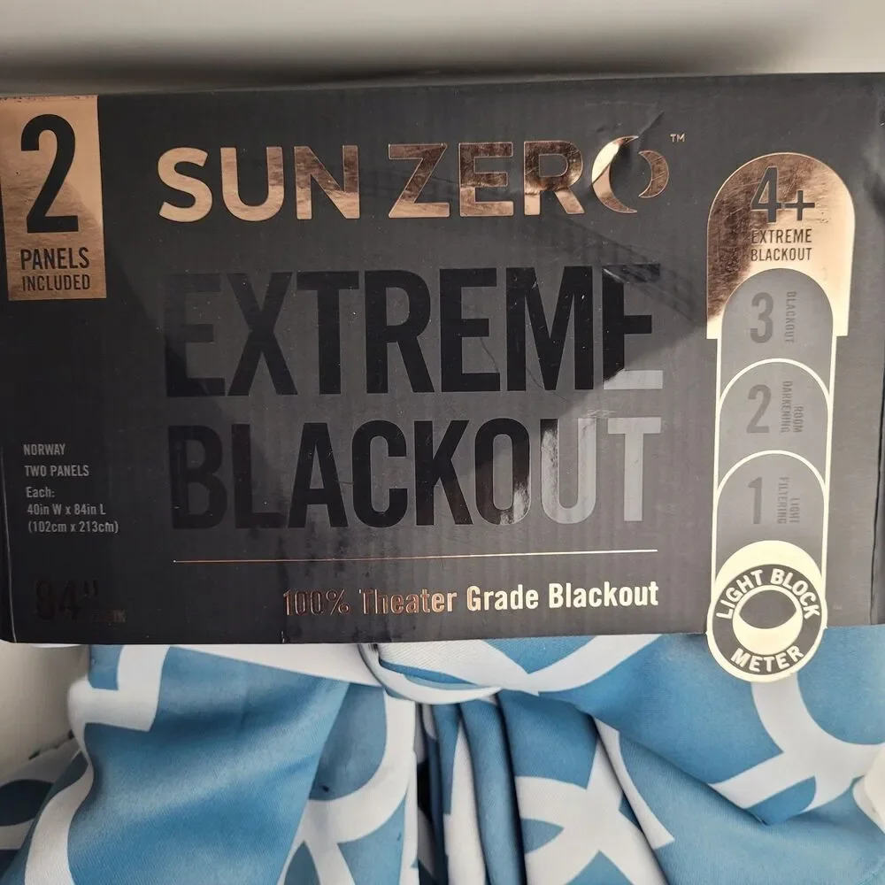SunZero Theater Grade Extreme Blackout Grommet 2 Panel Curtains 40X84 GREY